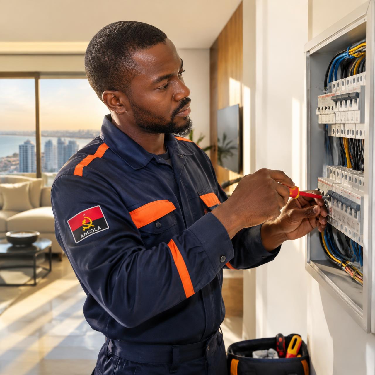 Técnico S.O.S REABILITA + a reparar quadro elétrico